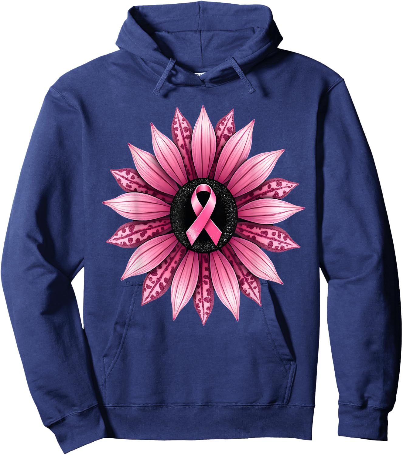 Sunflower Pink Breast Cancer Awareness Hoodie - Hoodie | Navy