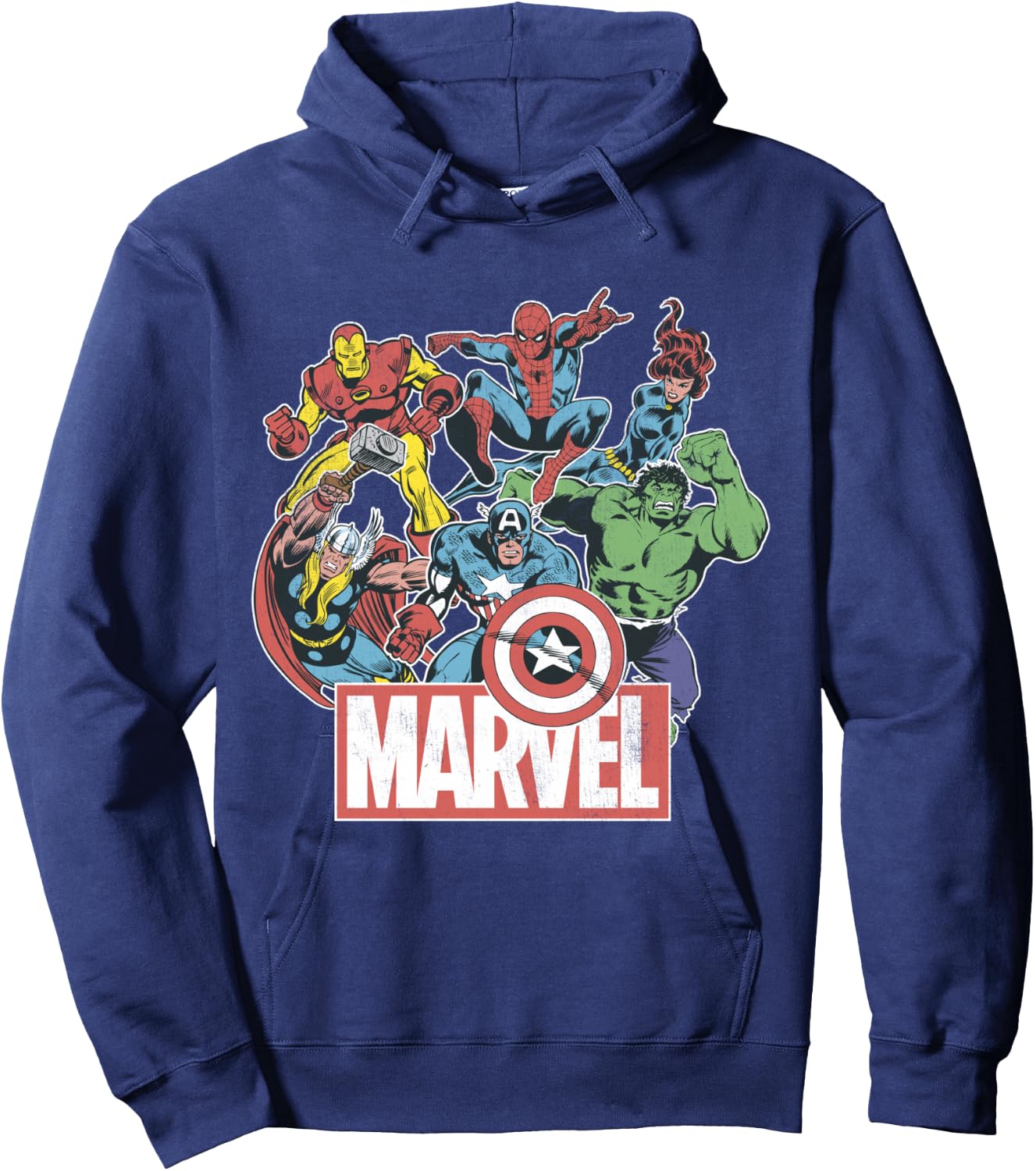Marvel Avengers Team Retro Comic Vintage Hoodie - Hoodie | Navy