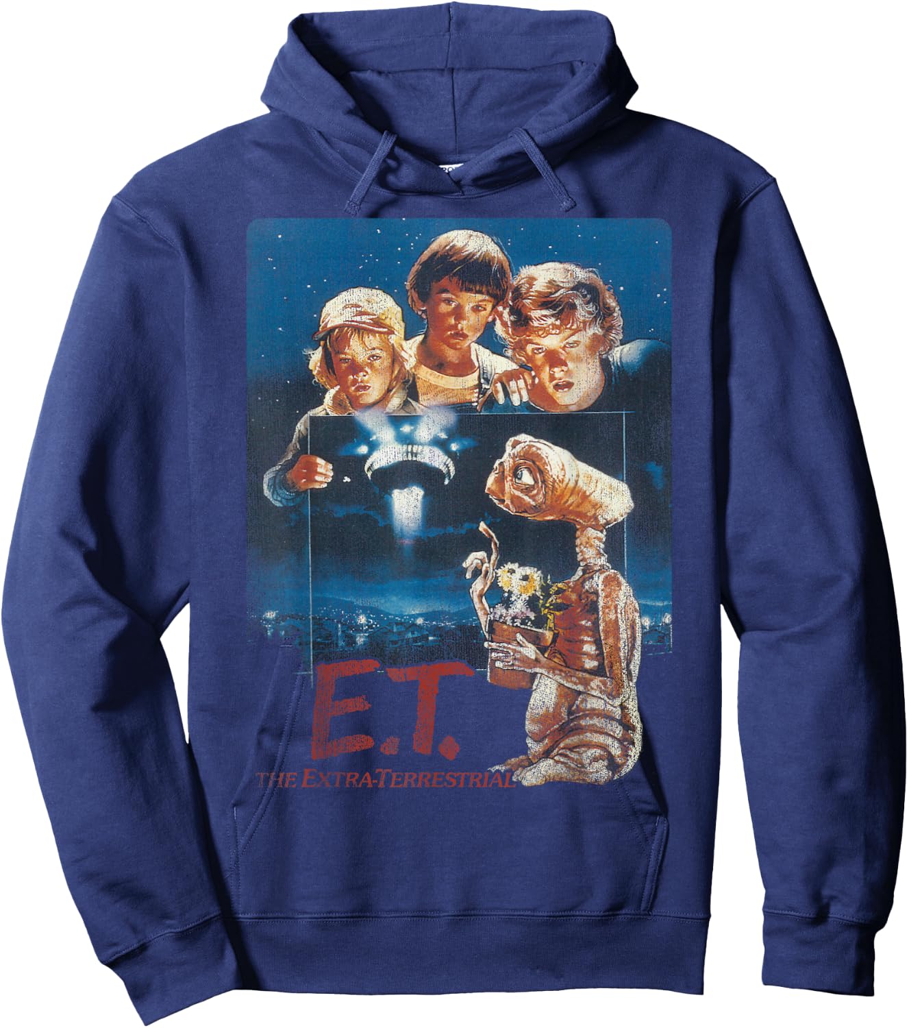 E.T. Distressed Vintage Photograph Graphic Hoodie - Hoodie | Navy