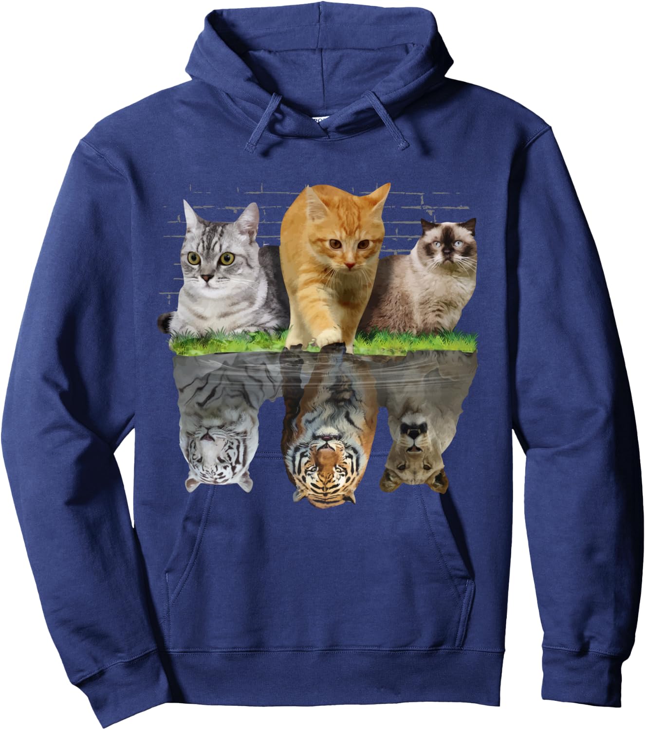 Fun Cat Reflection Gift Design Idea Hoodie - Hoodie | Navy