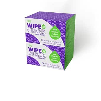 Flents Lens Wipes, Wipe 'N Clear, 150 Count, Pre-Moistened, Streak-Free, Safe for Glasses, Sunglasses, Gentle Cleaning, Clear Vision, Individually Wrapped for Travel & Convenience, Made in the USA