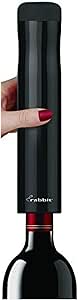 Rabbit Automatic Electric Corkscrew Wine Opener, Cordless Rechargeable, One-Touch Operation, Sleek Shiny Black Finish, Easy to Use for Wine Lovers