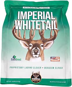 Whitetail Institute Imperial Clover Deer Food Plot Seed for Spring or Fall Planting, Promotes Antler Growth and Attracts Deer, Heat, Cold and Drought Tolerant, 18 lbs (2.25 Acres)
