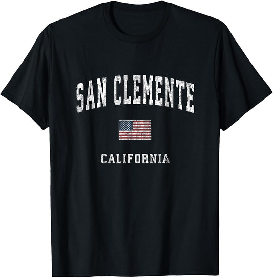 San Clemente California CA Vintage American Flag Sports