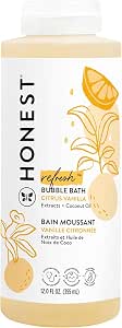 The Honest Company Foaming Bubble Bath, Naturally Derived, Tear-free, Hypoallergenic, Citrus Vanilla Refresh, 12 fl oz