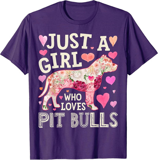 Pit Bull Just A Girl Who Loves Pit Bulls Dog Flower Floral