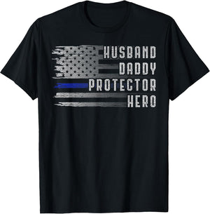 Husband Daddy Protector Hero Thin Blue Line Police Flag