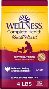 Wellness Complete Health Dry Dog Food, Small Breed, Wholesome Grains, Natural, Turkey & Oatmeal Recipe, (4-Pound Bag)