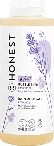 The Honest Company Foaming Bubble Bath & Baby Wash, Tear-Free, Hypoallergenic, Natural Formula, Lavender Calm Scent, 12 fl oz