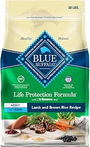 Blue Buffalo Life Protection Formula Adult Dry Dog Food, Helps Build and Maintain Strong Muscles, Made with Natural Ingredients, Lamb & Brown Rice Recipe, 30-lb. Bag