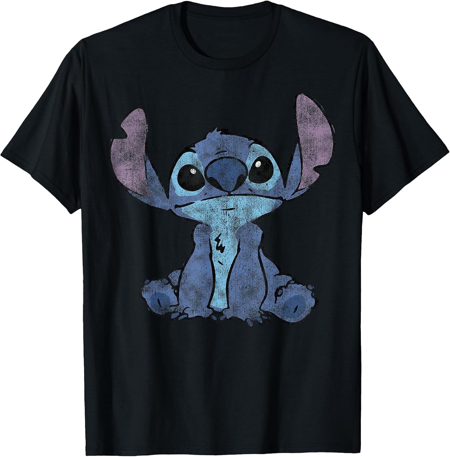 Disney Lilo & Stitch Distressed Stitch Portrait , Men, Black, X-Large
