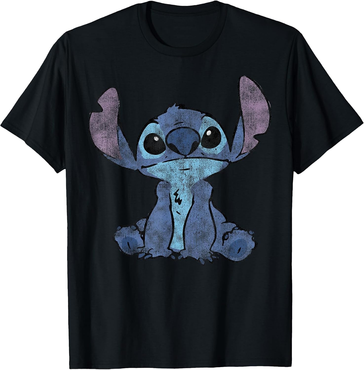 Disney Lilo & Stitch Distressed Stitch Portrait , Men, Black, X-Large