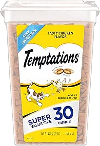 Temptations Cat Treats Classic Crunchy and Soft Cat Treats, Tasty Chicken Flavor, 30 oz. Tub