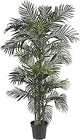 Nearly Natural 6.5ft Artificial Golden Cane Palm Tree, Lifelike Silk Indoor Palm With Three Textured Trunks Flexible Fronds Nursery Planter, Low Maintenance