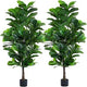 Fiddle Leaf Fig Tree 6ft Tall Artificial Tree in Pot Fake Ficus Lyrata Plants with 184 Decorative Fiddle Leaves Faux Fig Trees for Home Office Living Room Decor Indoor Outdoor, 2 Pack
