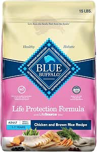 Blue Buffalo Life Protection Formula Adult Small Breed Dry Dog Food, Supports High Energy Needs, Made with Natural Ingredients, Chicken & Brown Rice Recipe, 15-lb Bag