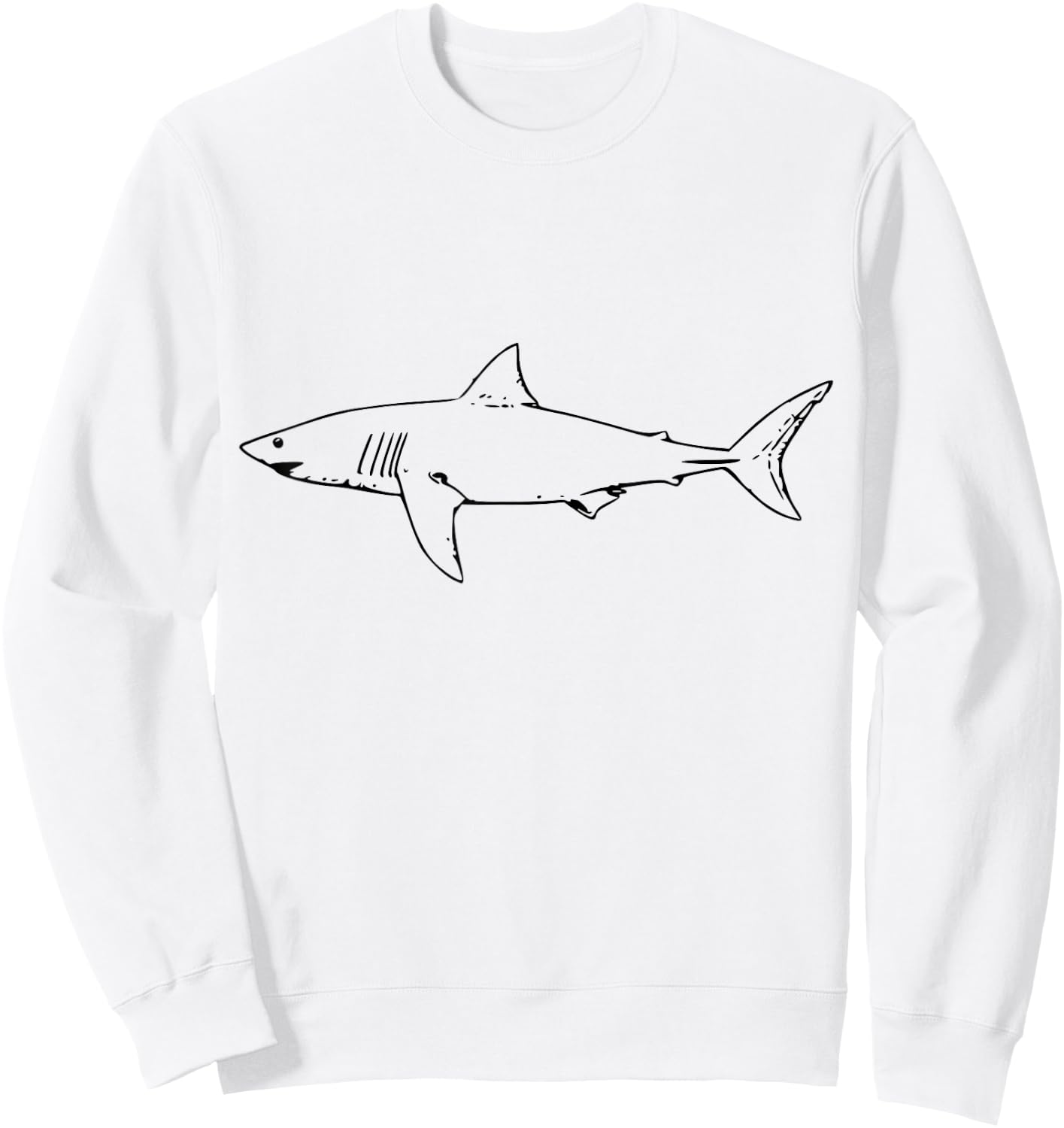 Great White Shark Silhouette Sweatshirt - Sweatshirt | White