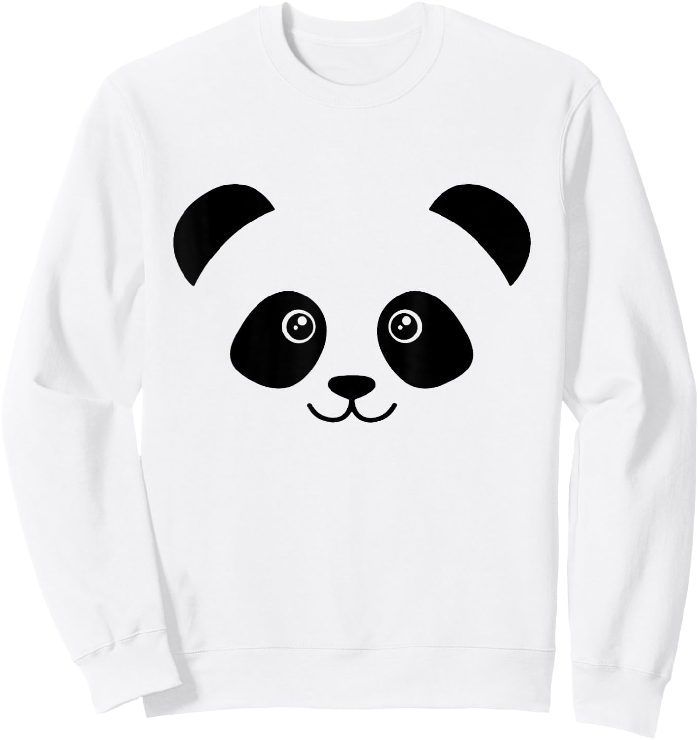 Panda Face Cute design Cute Little Panda Face , Girls - Grey, Short Sleeve, Classic Fit, , XS/Small Sweatshirt - Sweatshirt | White