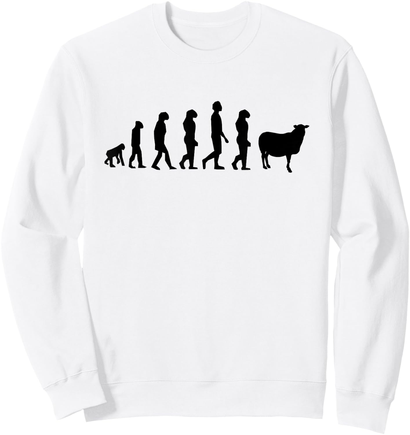 Evolution Of Man Monkey Sheep Funny Political Meme Sweatshirt - Sweatshirt | White