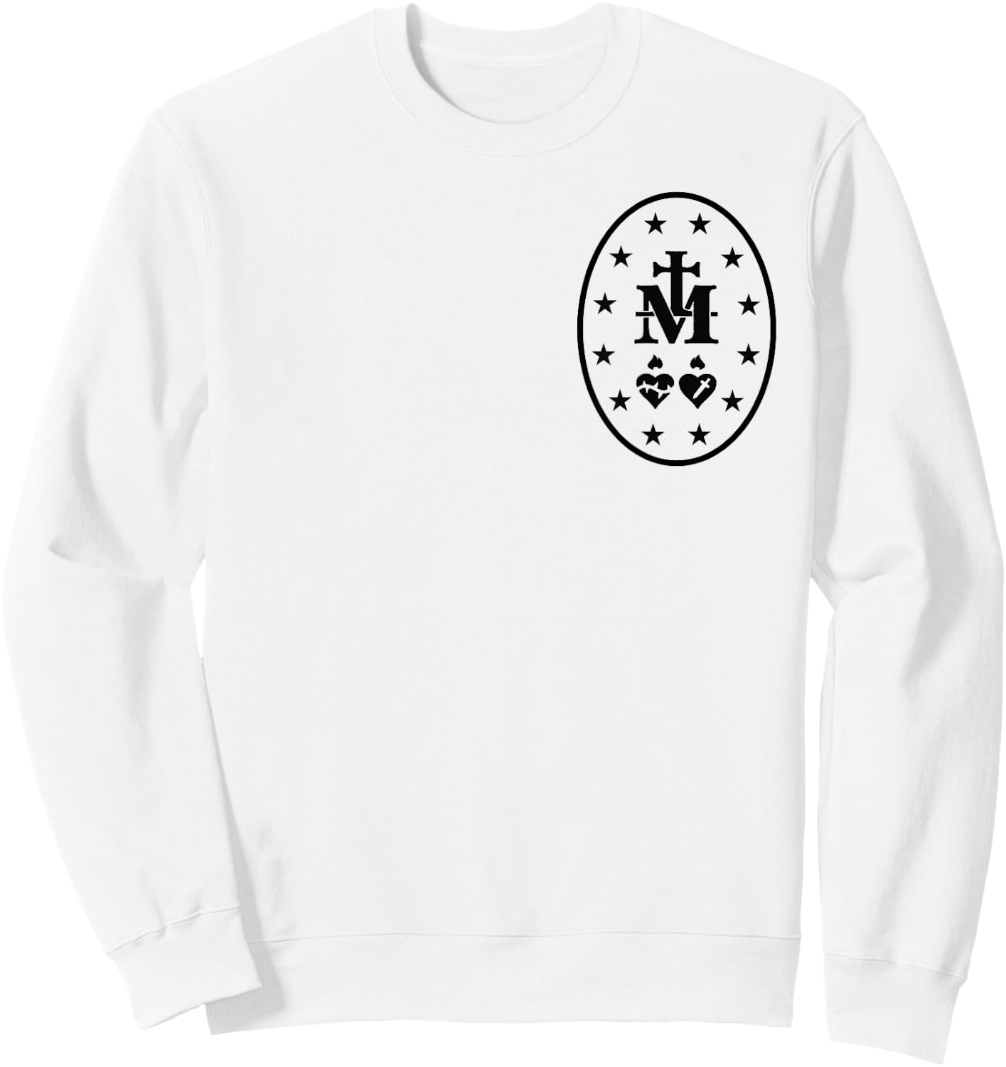 Miraculous Medal Catholic Virgin Mary Sacred Heart Sweatshirt - Sweatshirt | White