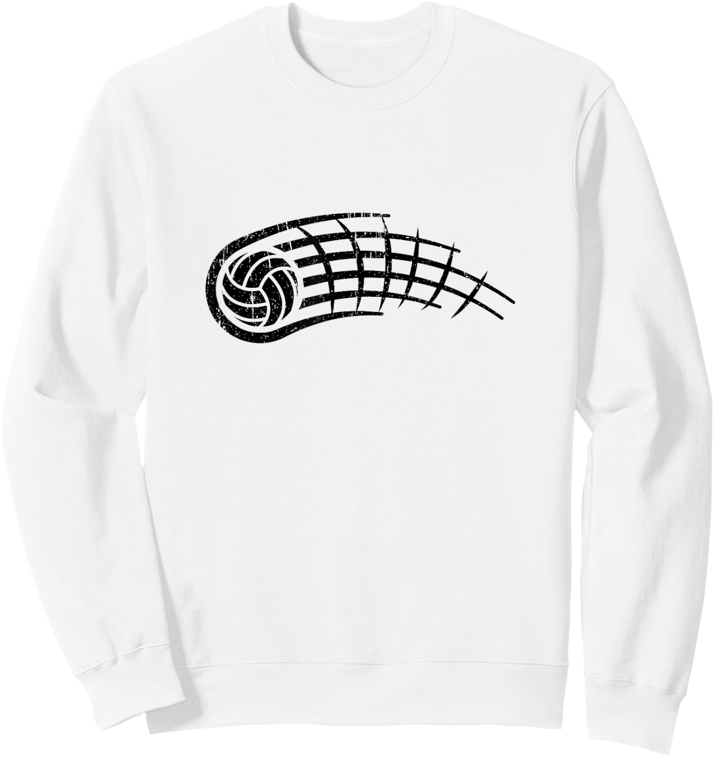 Black and White Volleyball Logo Sports Tribal Distressed Sweatshirt - Sweatshirt | White