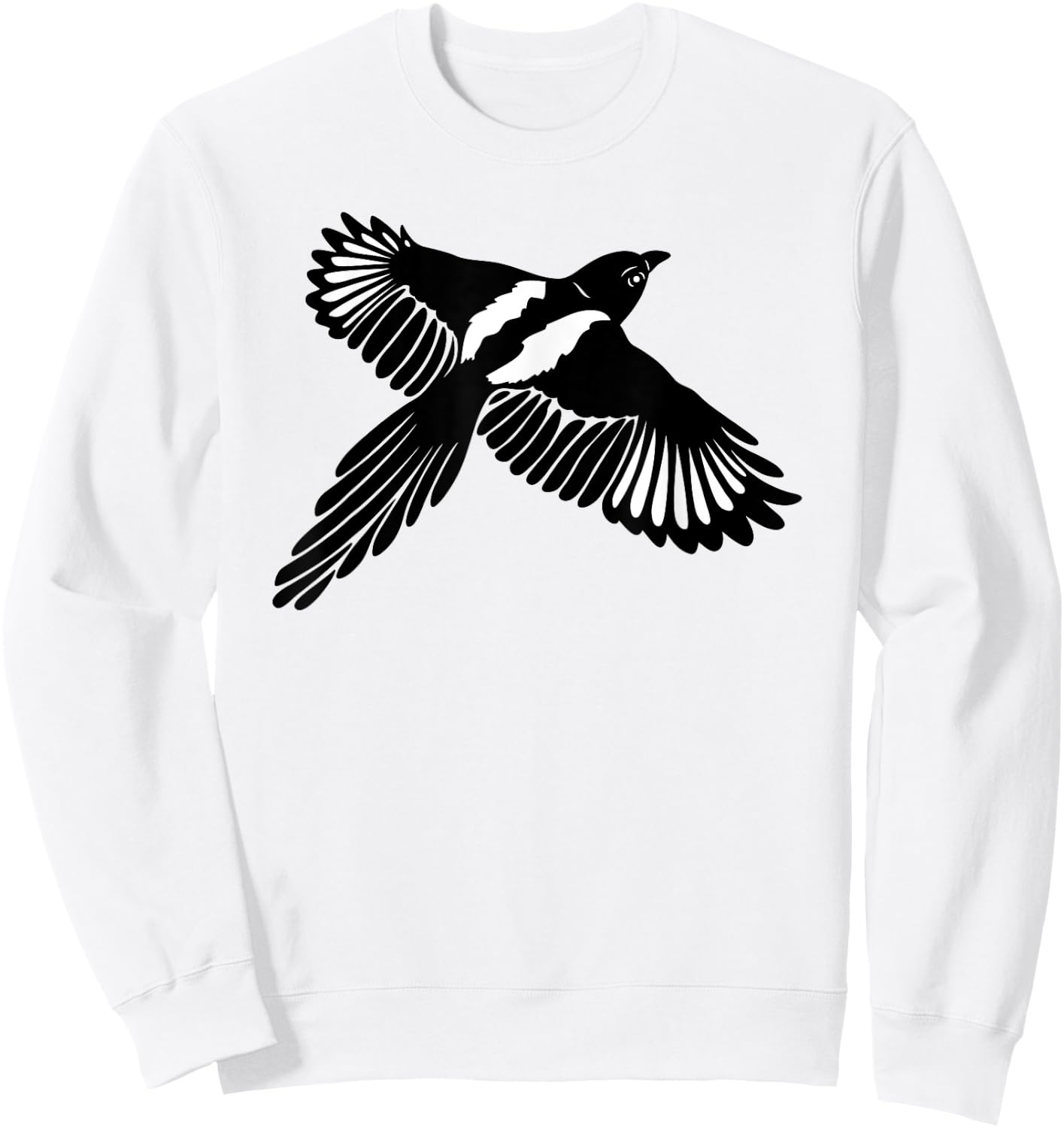 Magpie Bird with Large Wings Animal Wild Animal Gift Sweatshirt - Sweatshirt | White