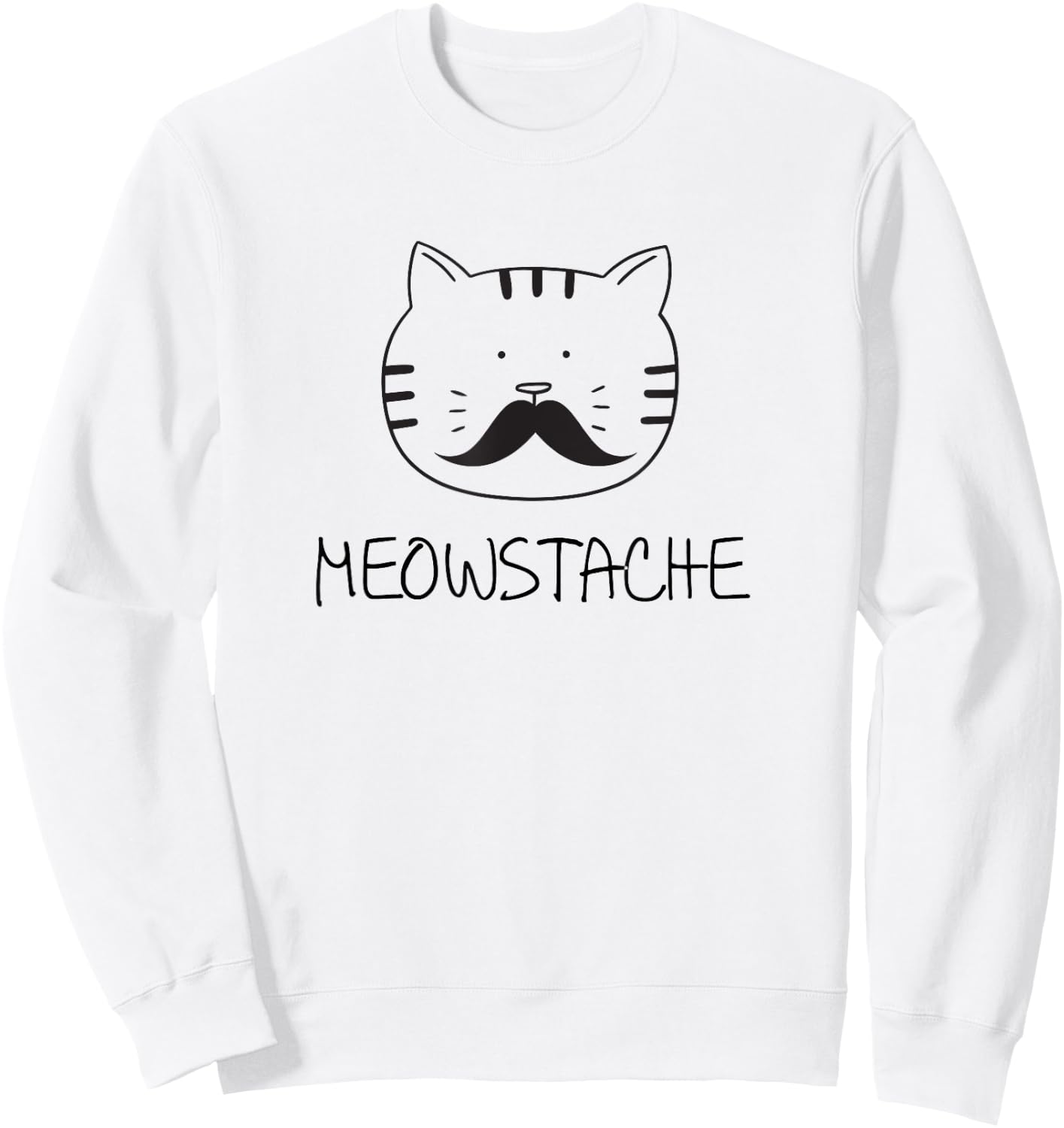 Funny cat mustache meowstache gift Men Women Girls Kids Sweatshirt - Sweatshirt | White
