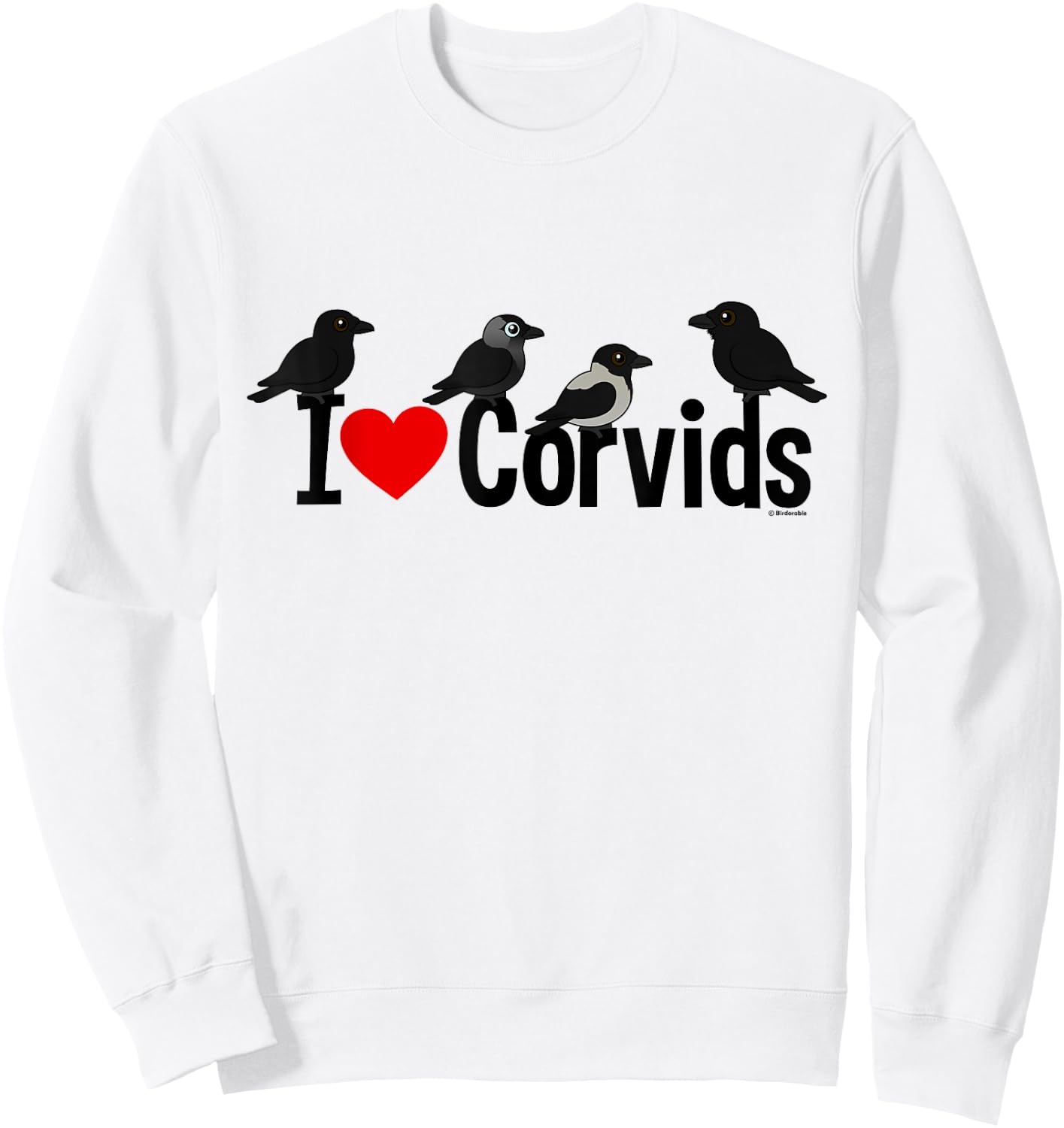 Crows, Ravens, Jackdaws! Cute I Love Corvids Cartoon Sweatshirt - Sweatshirt | White