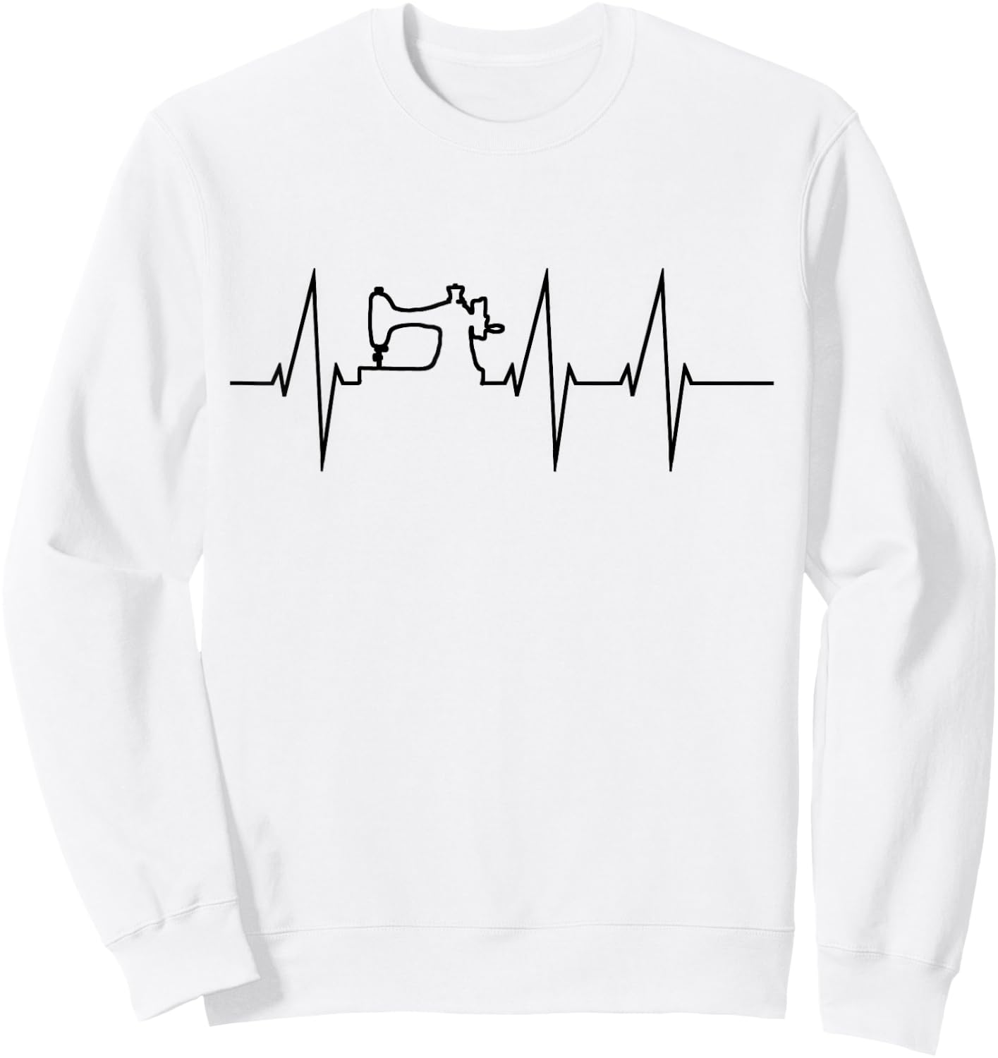 Funny Sewing Quilting Patchwork Heartbeat Men Women Sweatshirt - Sweatshirt | White