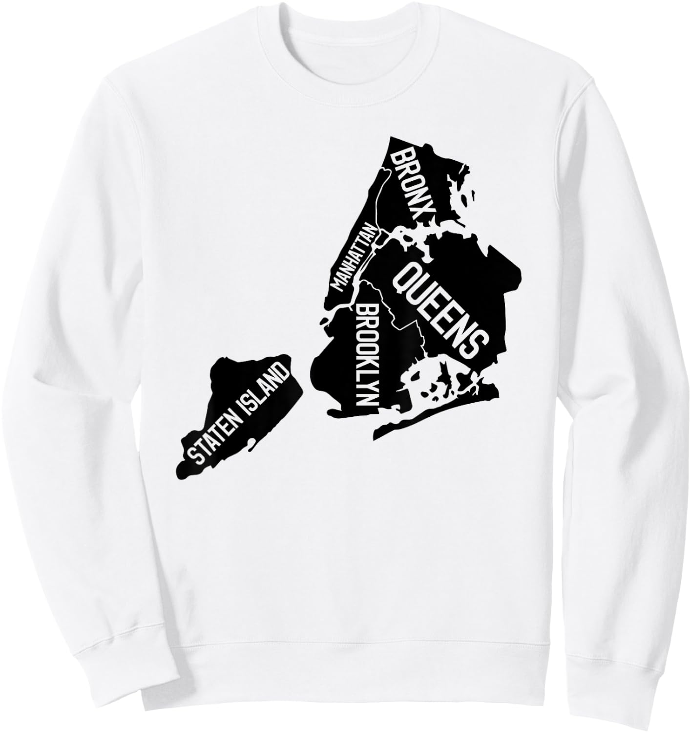 New York City Boroughs Map Sweatshirt - Sweatshirt | White