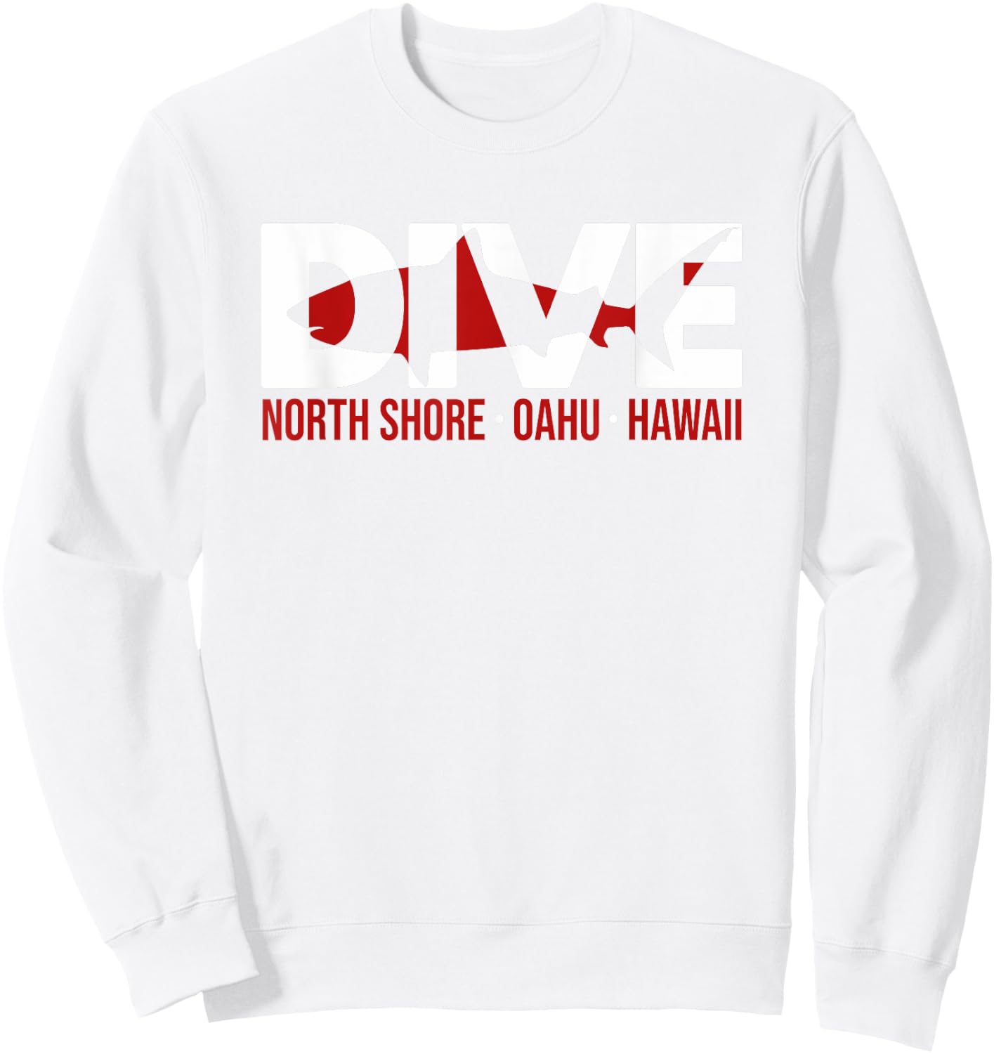 SHARK DIVE Hawaii North Shore Oahu DIVING T Shirt Sweatshirt - Sweatshirt | White