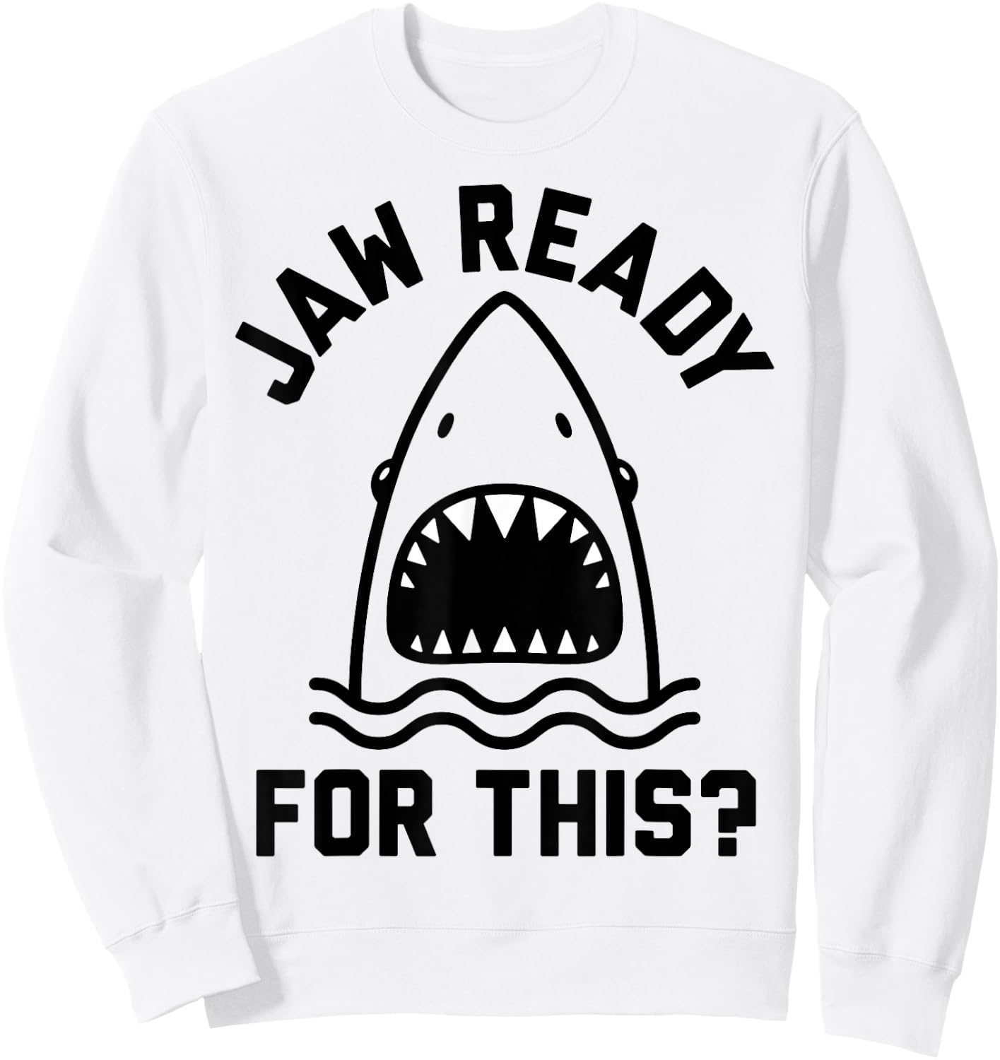 Jaw Ready For This Shark Line Art Sweatshirt - Sweatshirt | White
