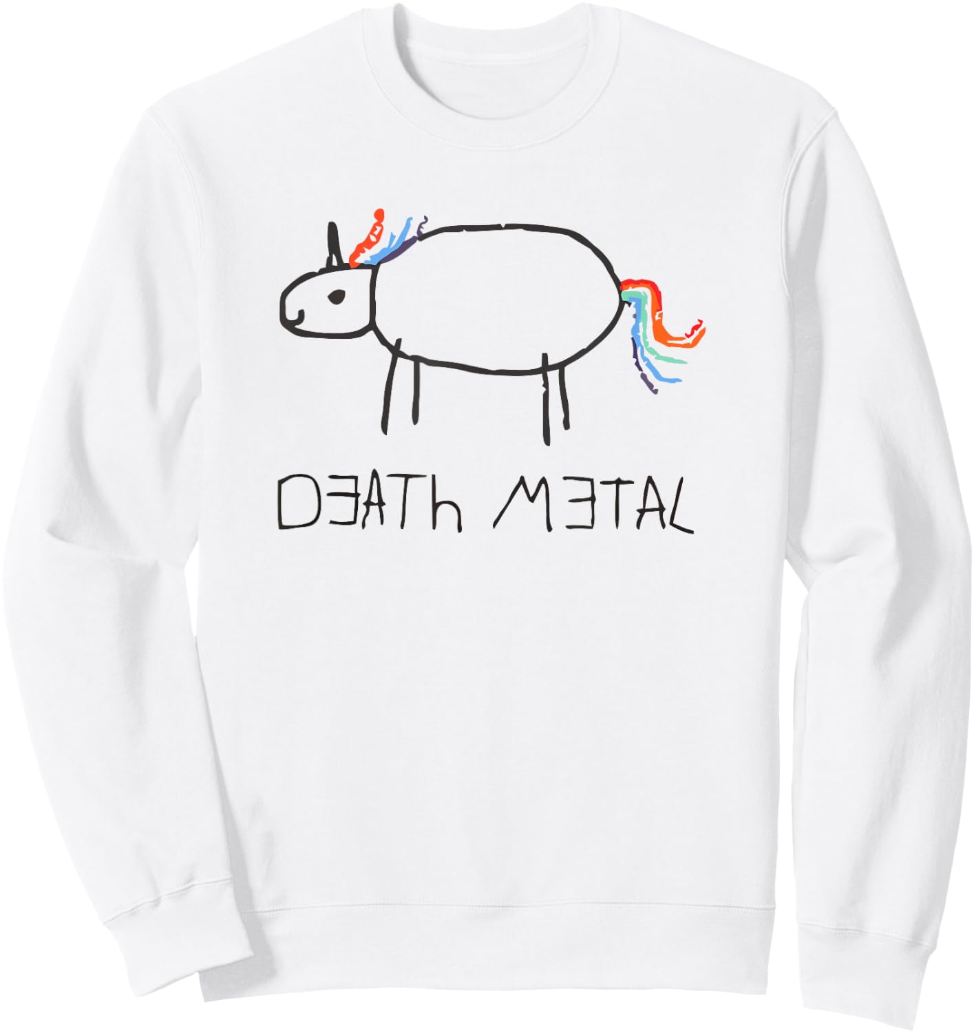 Funny Cute Death Metal Crayon Unicorn Sweatshirt - Sweatshirt | White