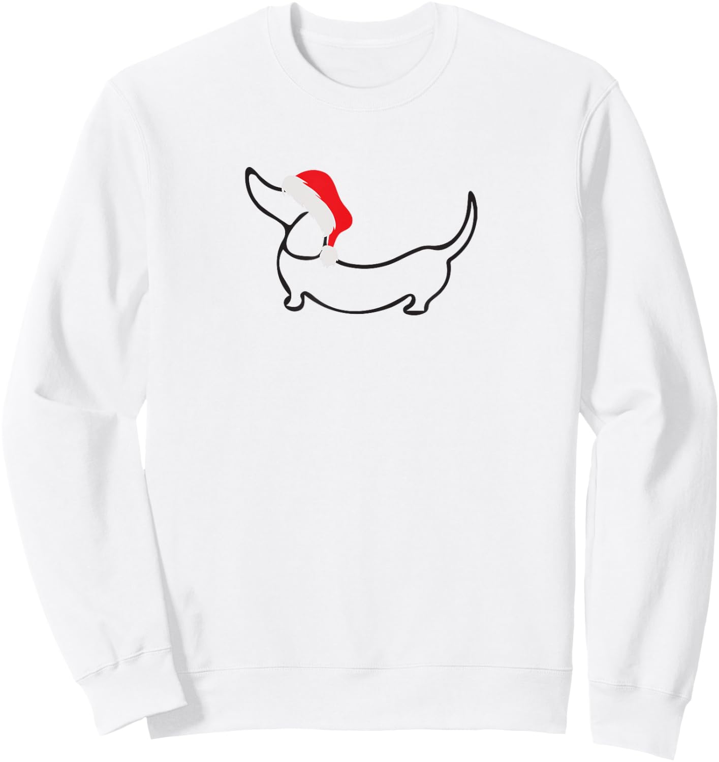 Dachshund In Santa Hat Christmas Sweatshirt - Sweatshirt | White