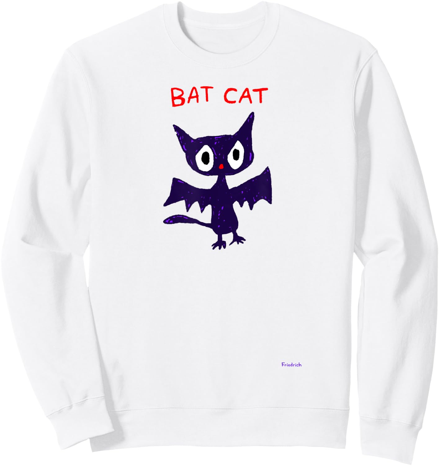 Bat Cat Night Monster Sweatshirt - Sweatshirt | White