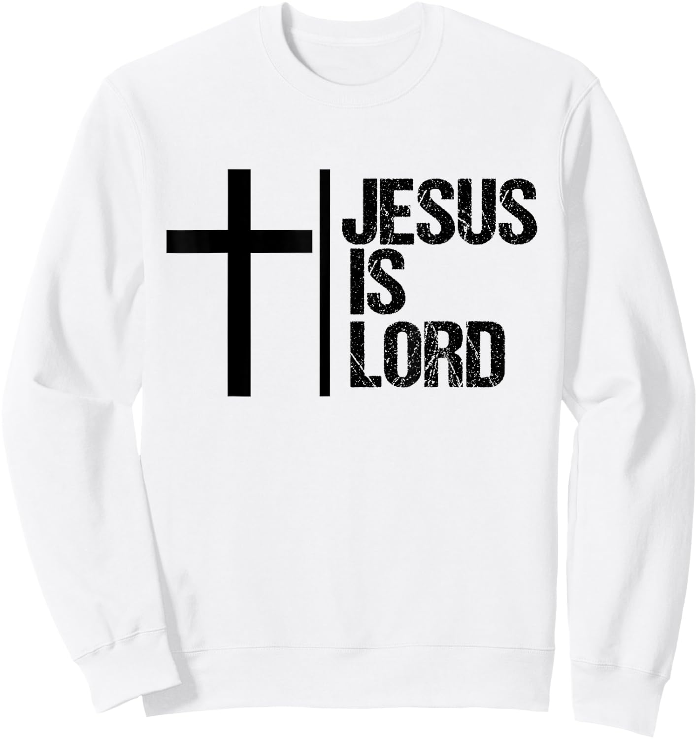 Jesus is Lord Cross Faith Christian Bible God Holy Sweatshirt - Sweatshirt | White