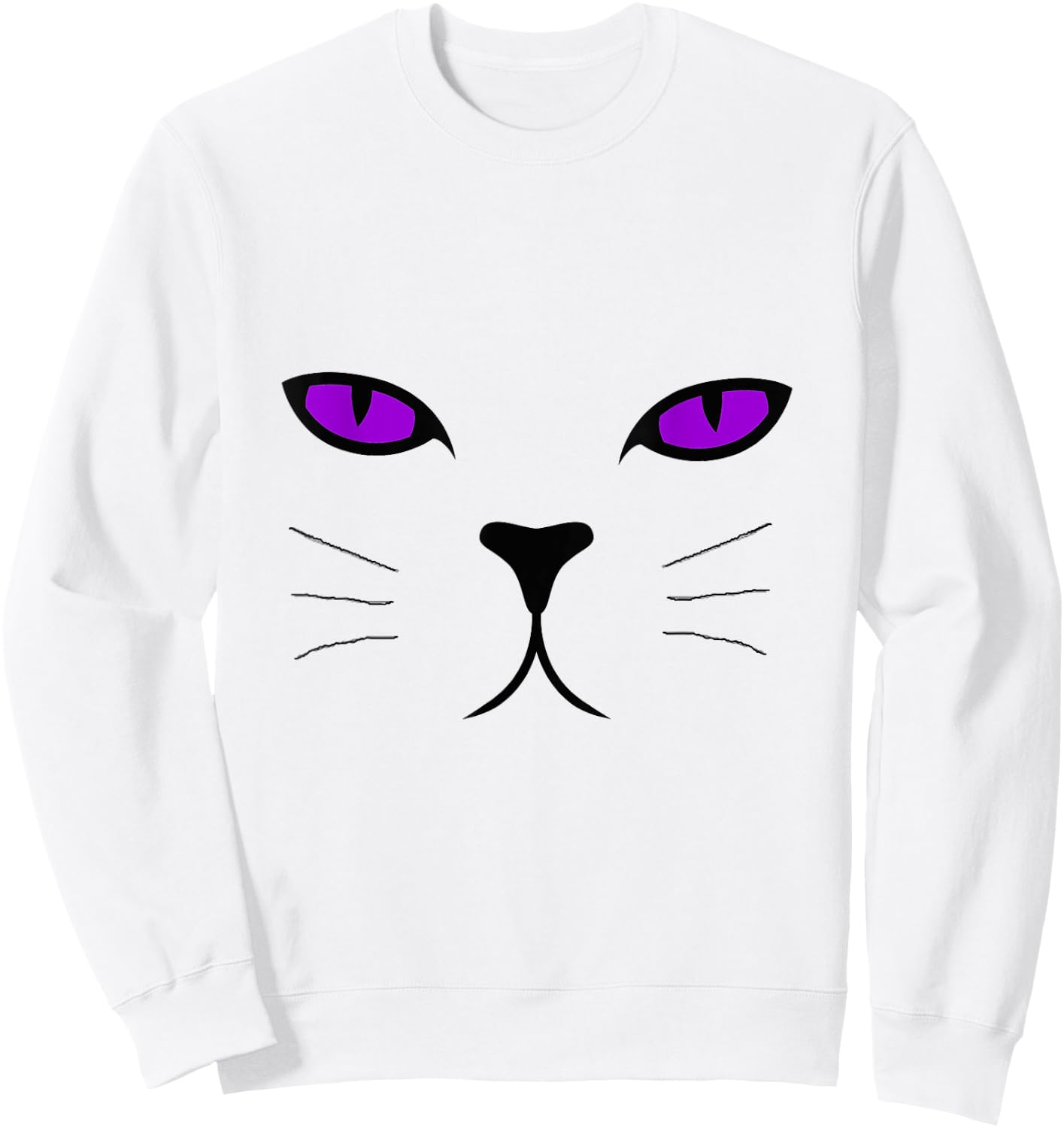 Giant Cat Face Purple Eyes Halloween Costume Shirt Men Women Kids Sweatshirt - Sweatshirt | White