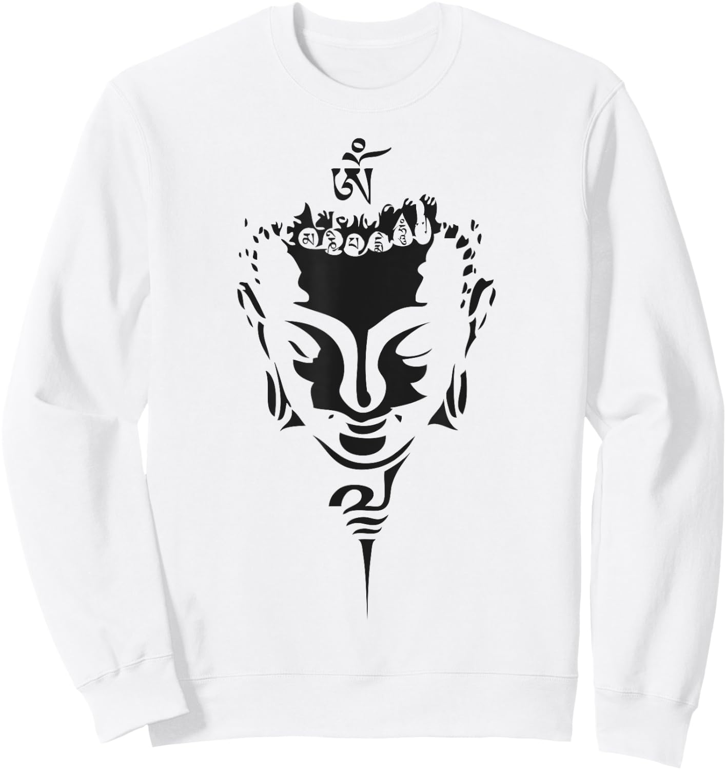 OM MANI PADME HUM- Buddhist Mantra Sweatshirt - Sweatshirt | White