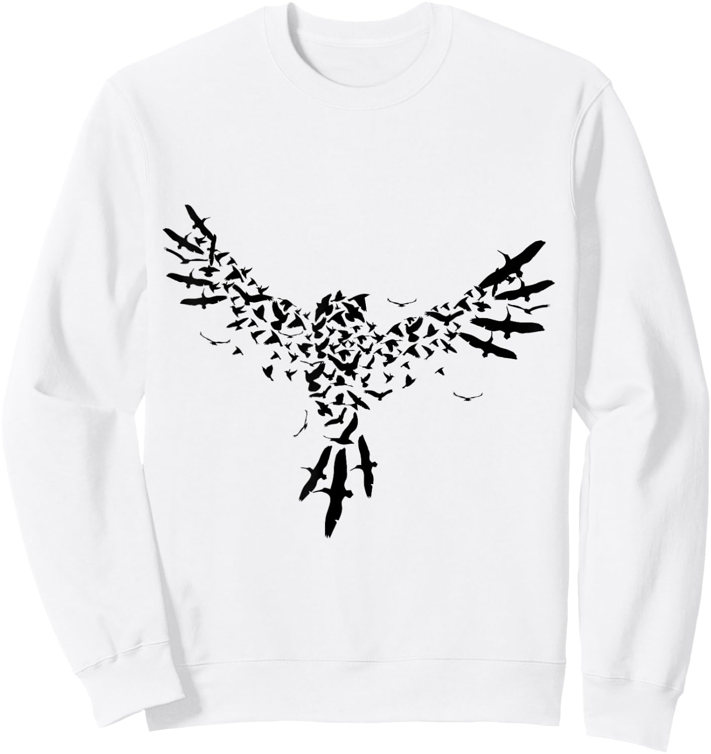 Eagle Flying Blackbirds Formation Sweatshirt - Sweatshirt | White