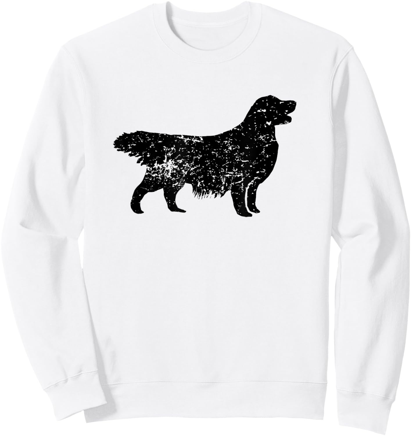 Distressed Golden Retriever Silhouette Dog Owner Men Women Girls Kids Sweatshirt - Sweatshirt | White