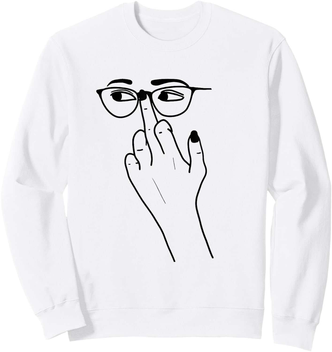 Glasses Middle Finger Attitude Sweatshirt - Sweatshirt | White