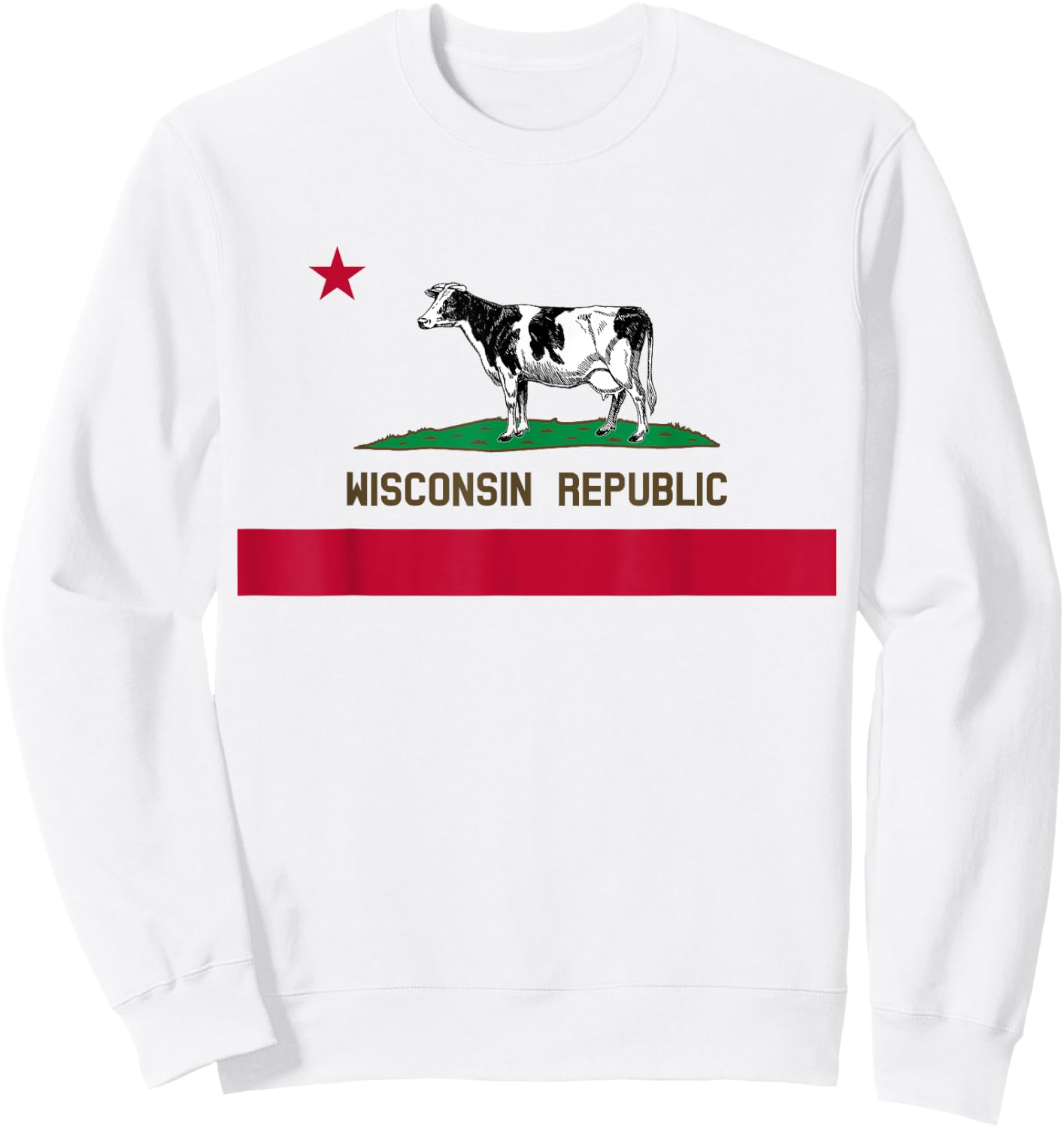 California Style Wisconsin State Flag Sweatshirt - Sweatshirt | White