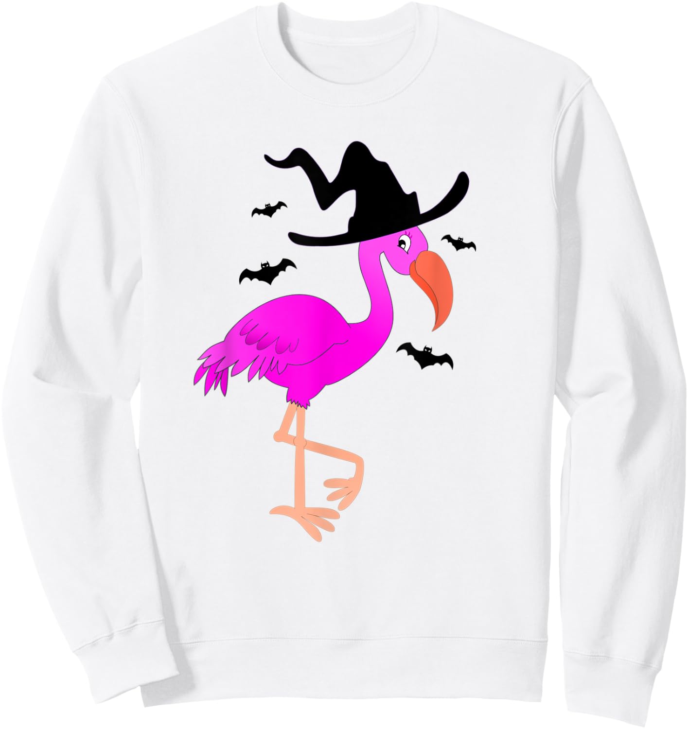 Flamingo Witch Halloween Sweatshirt - Sweatshirt | White