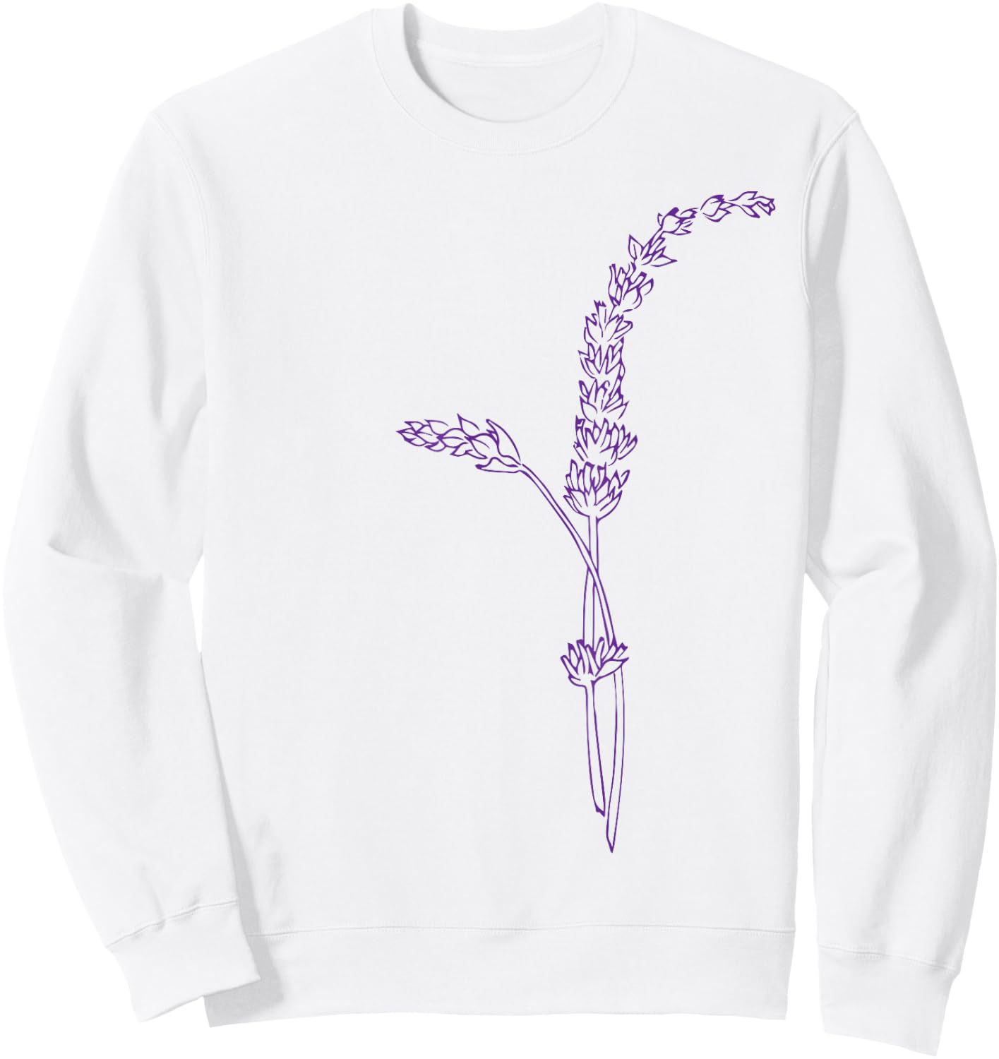 Lavender Flower Drawing Graphic | Illustration | Sales Sweatshirt - Sweatshirt | White