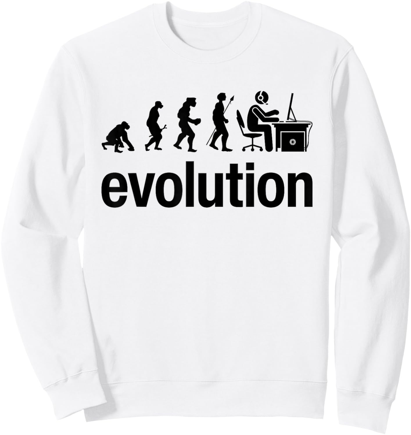 Human Evolution Of Man Geek Gamer Funny Computer IT Nerd Sweatshirt - Sweatshirt | White