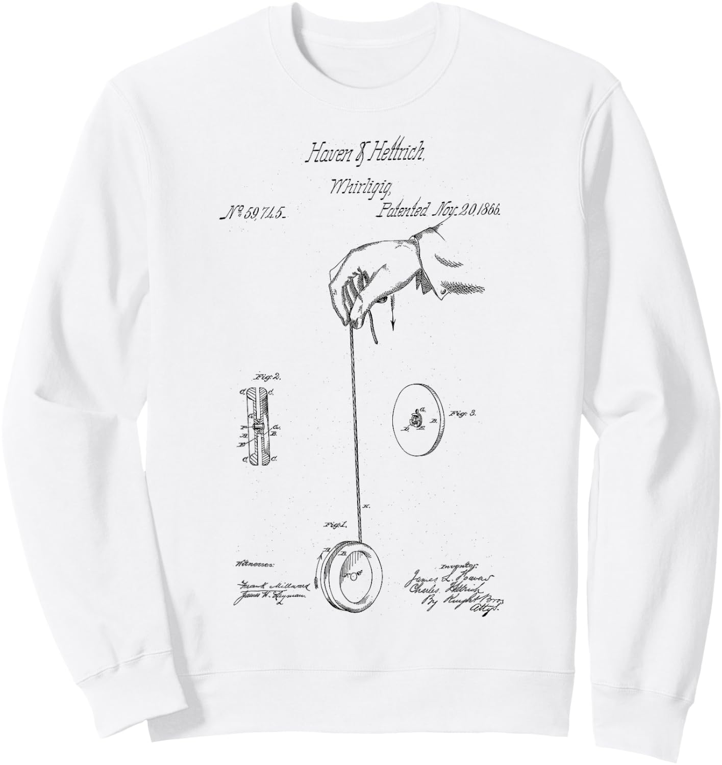 Yoyo Vintage Yo-Yo print patent yoyo player Yo Yo Tricks Sweatshirt - Sweatshirt | White