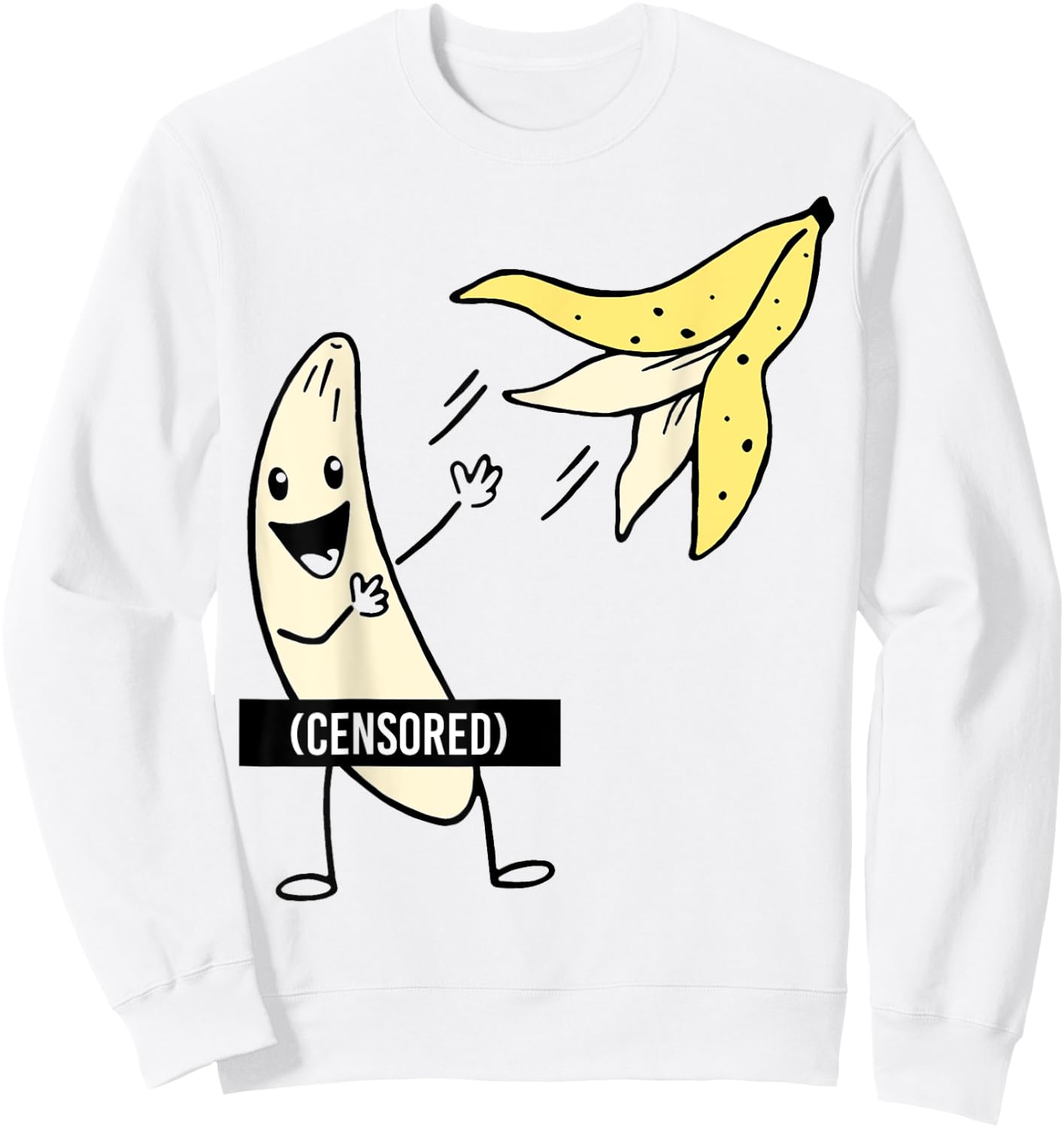 Censored Banana Throwing Off His Peel Sweatshirt - Sweatshirt | White