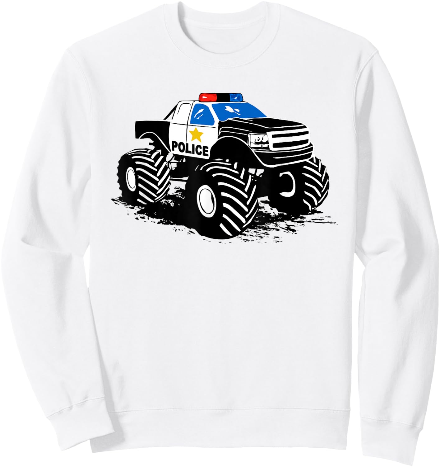 Children Crash Police Monster Truck Big Foot Crush Sweatshirt - Sweatshirt | White