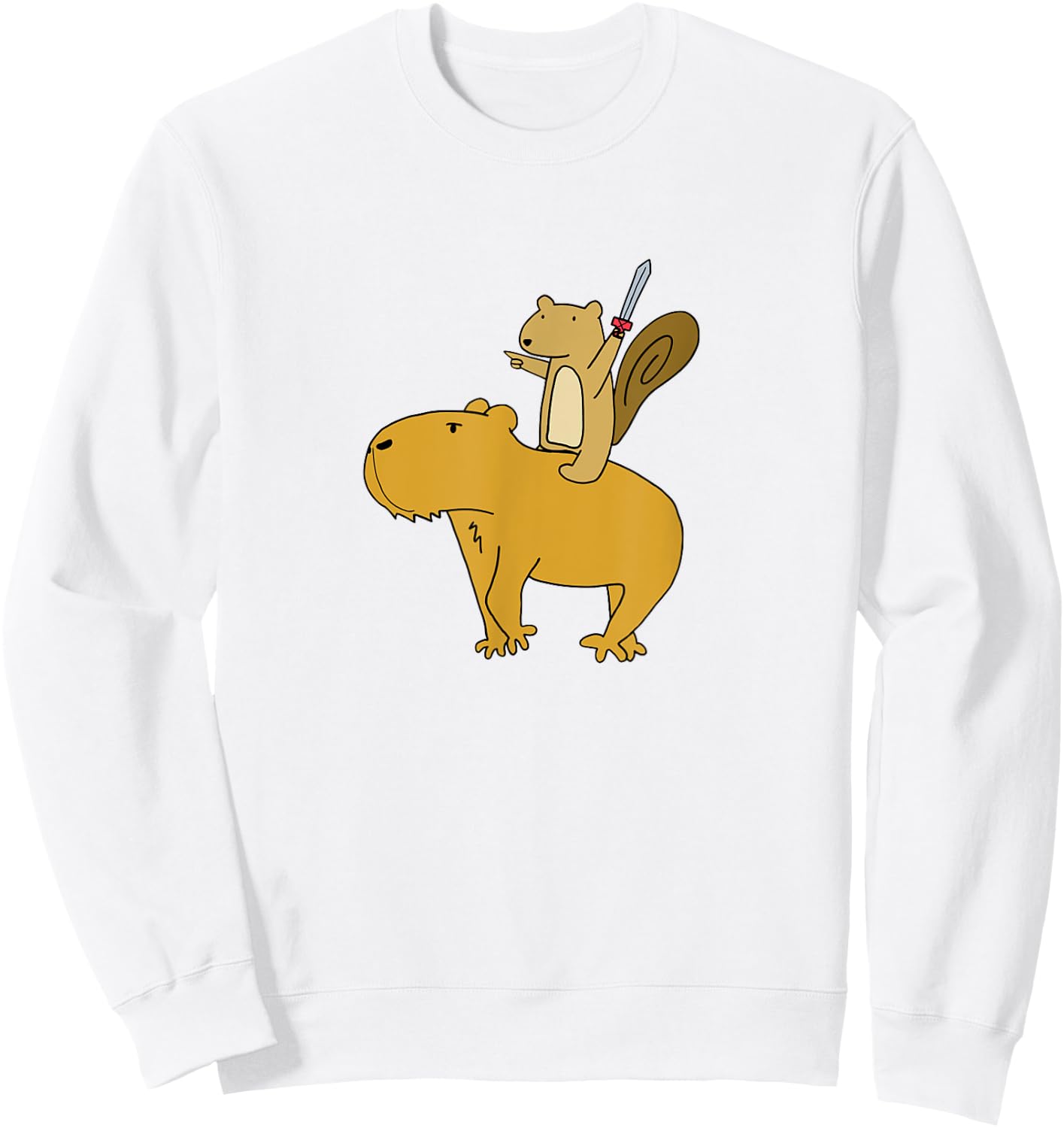 Squirrel Riding Capybara Sweatshirt - Sweatshirt | White