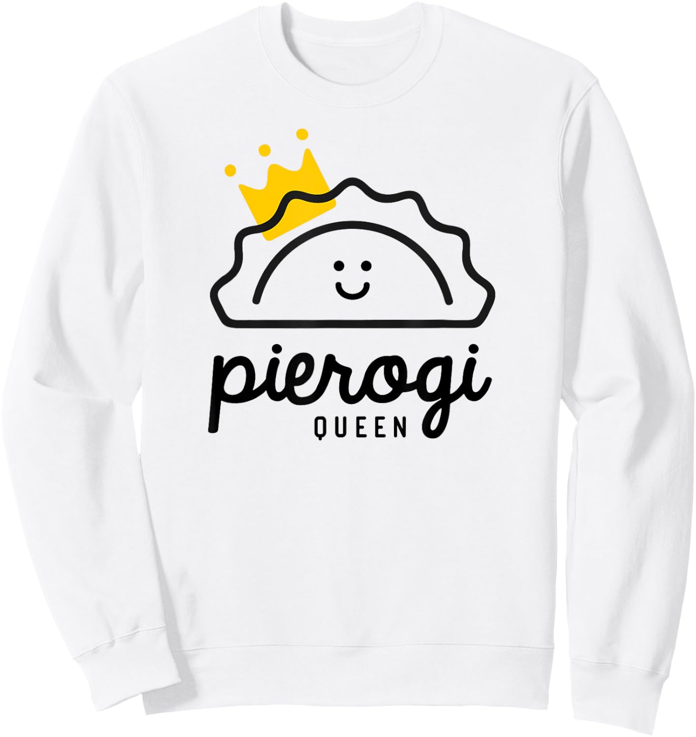 PIEROGI QUEEN | Royal Yellow Crown Polish Food Pierogi Fest Sweatshirt - Sweatshirt | White